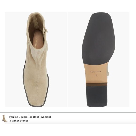 & OTHER STORIES Paulina Square Toe Boot Beige Womens Size US 4 - Picture 3 of 10